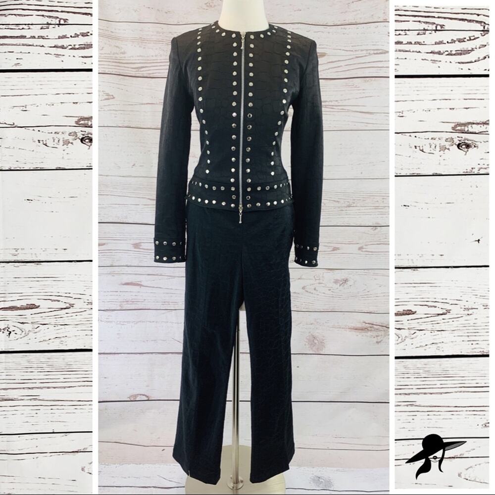 Alberto Mekali suit black silver studded 2 pieces